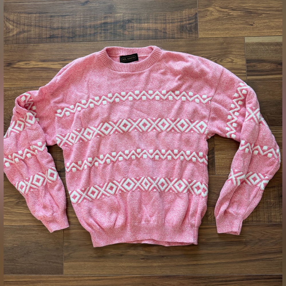 Vintage 90s Neil Martin Oversized Pink Sweater